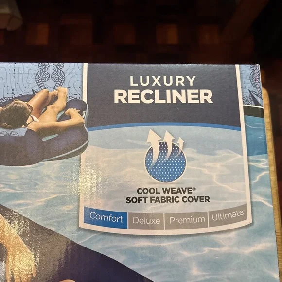 Aqua Leisure Luxury Water‎ Recliner Lounge Pool Float w/ Headrest - Blue 250lb - Picture 2 of 6